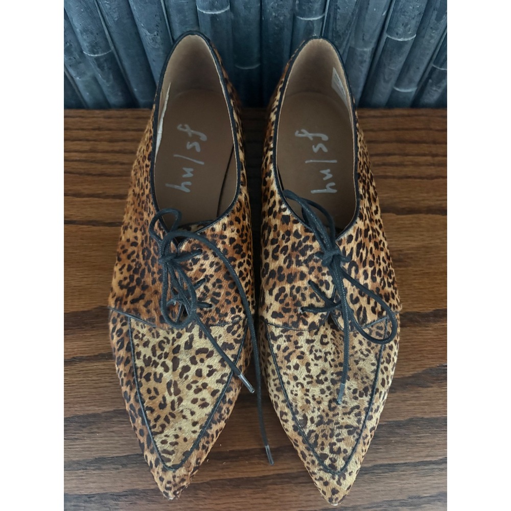 FS/NY French Sole New York Leopard Calf Hair Oxfords Pointed Toe Flats Shoes 7